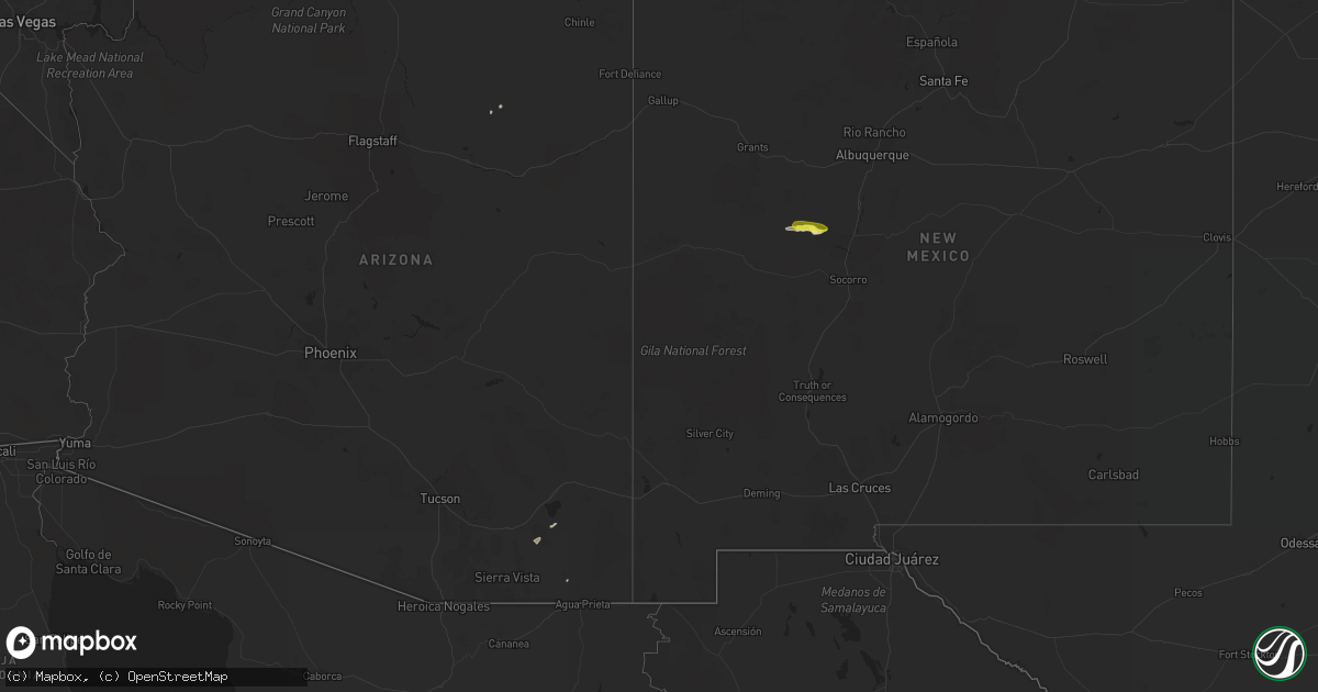 Hail map in New Mexico on October 22, 2018