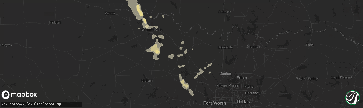 Hail map in Bowie, TX on October 22, 2020