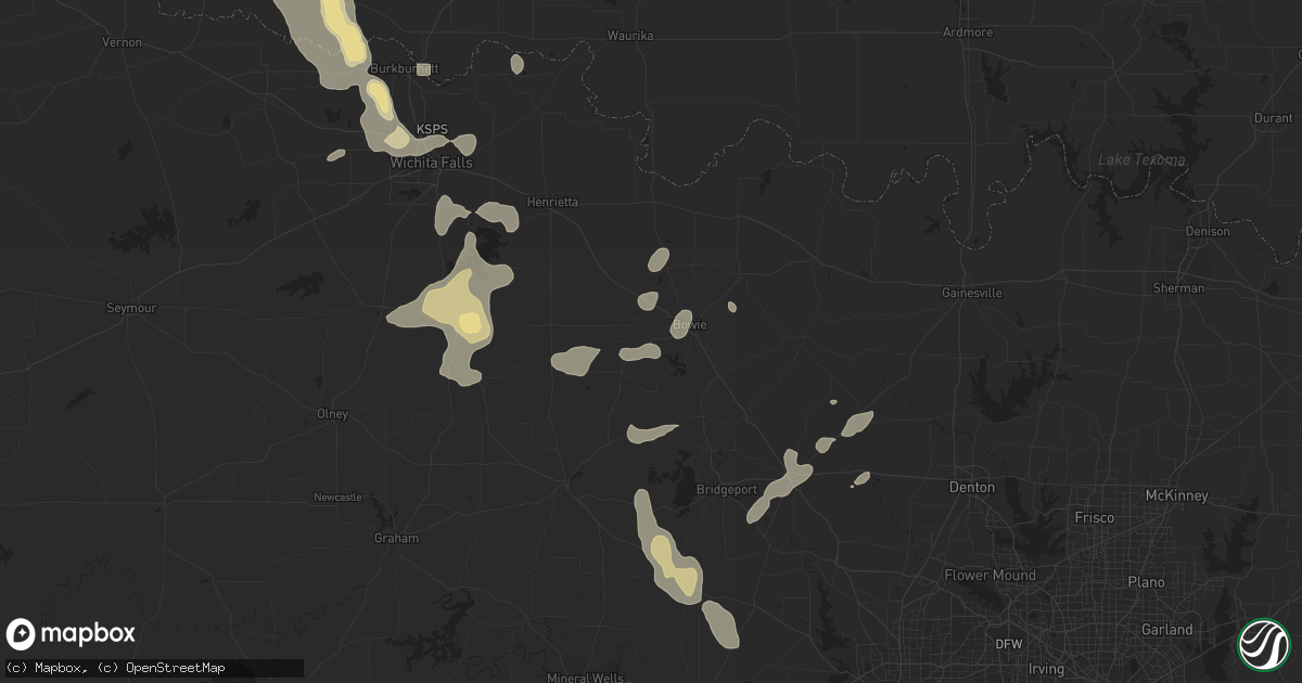 Hail map in Bowie, TX on October 22, 2020