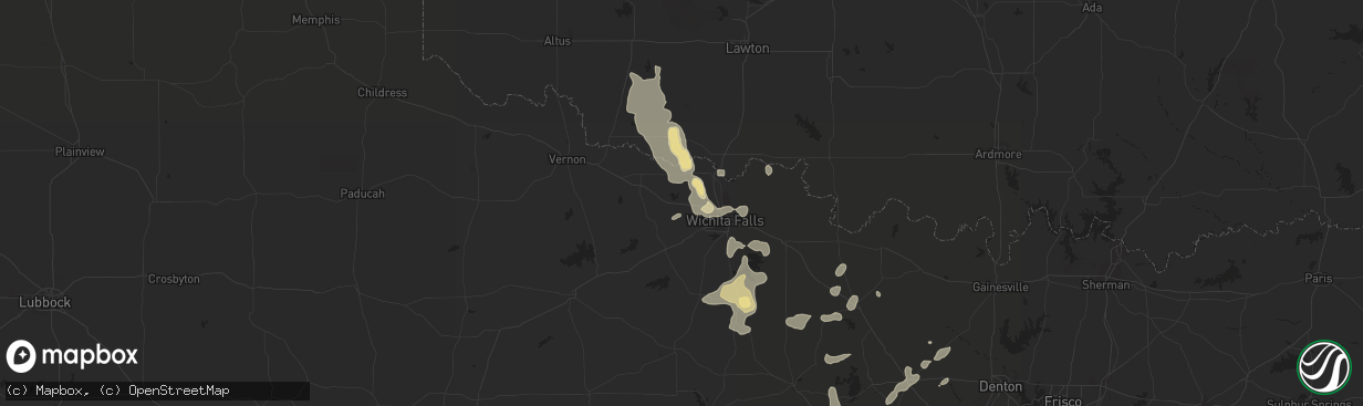 Hail map in Iowa Park, TX on October 22, 2020