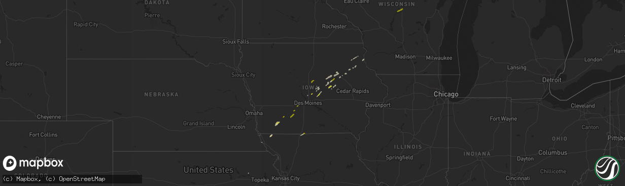 Hail map in Iowa on October 22, 2020