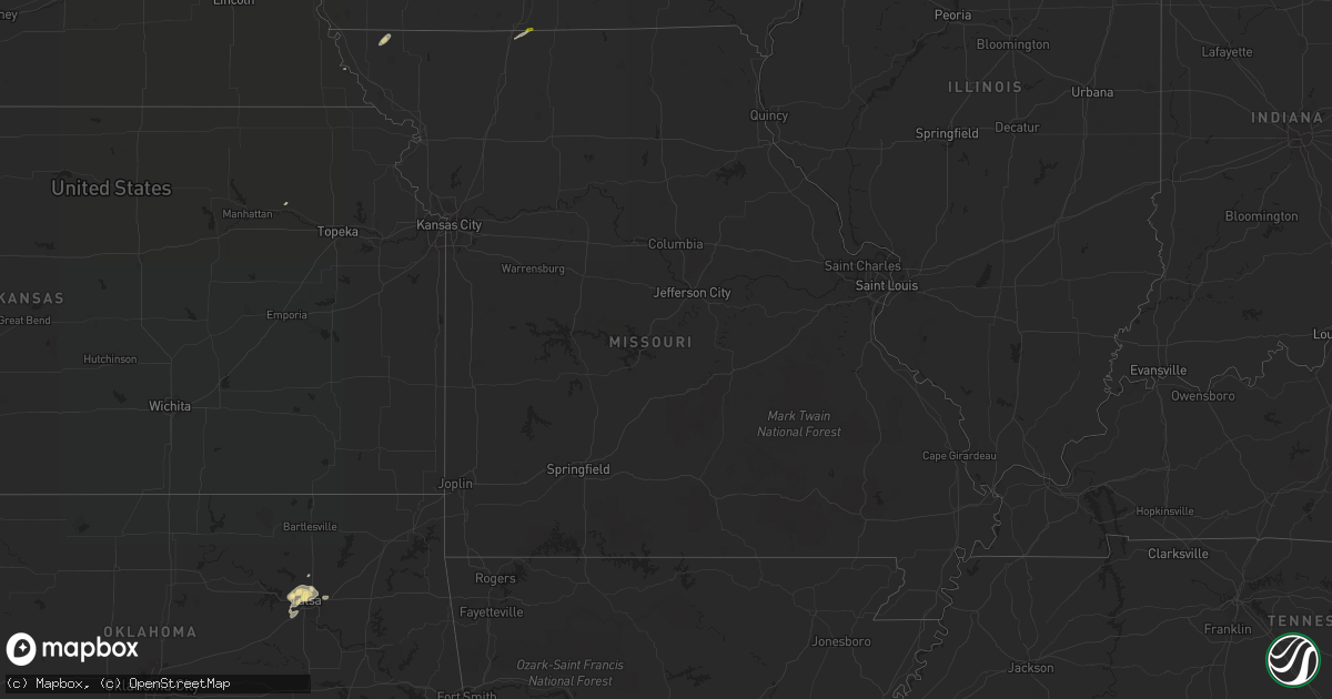 Hail map in Missouri on October 22, 2020