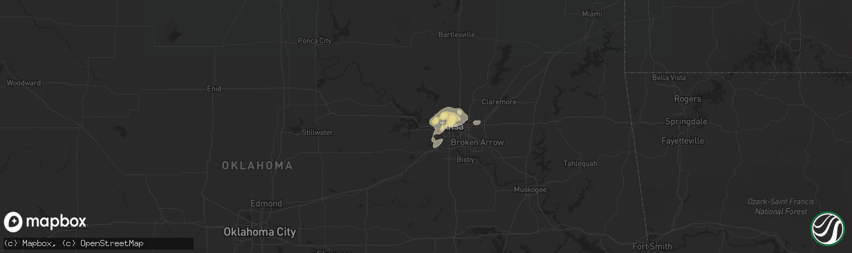 Hail map in Sand Springs, OK on October 22, 2020