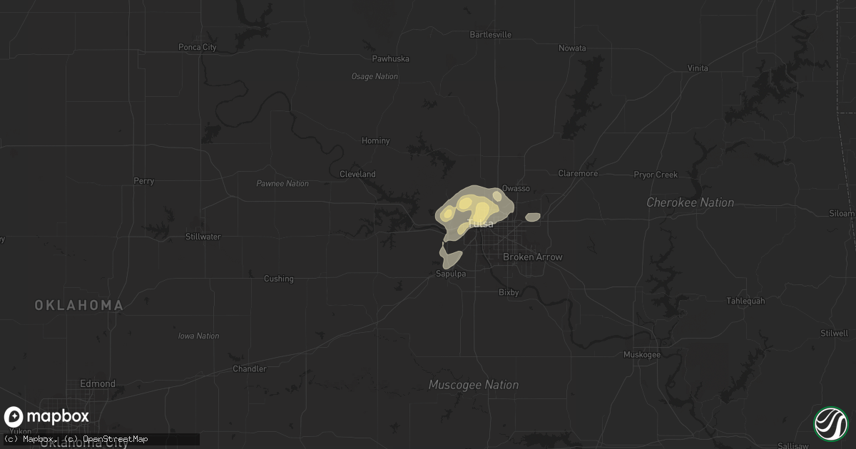 Hail map in Sand Springs, OK on October 22, 2020
