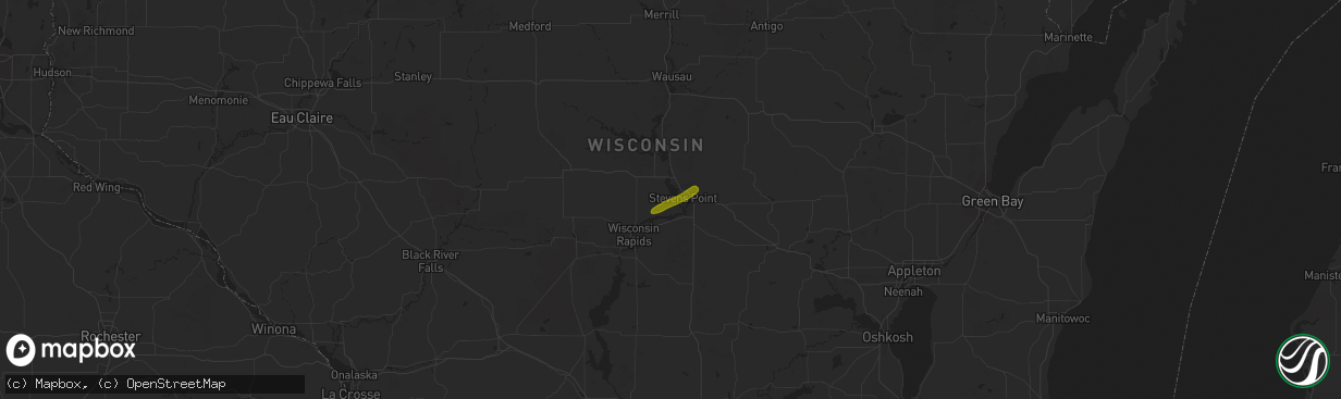 Hail map in Stevens Point, WI on October 22, 2020