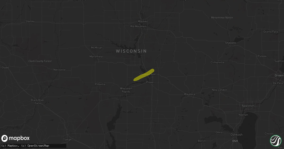 Hail map in Stevens Point, WI on October 22, 2020