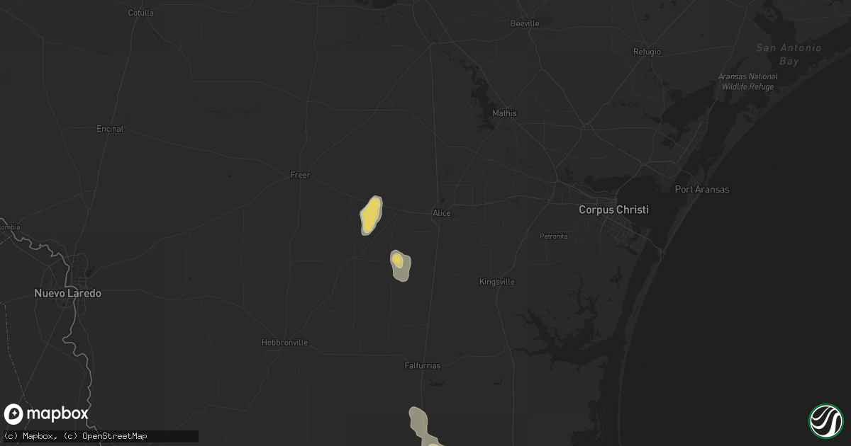 Hail map in Alice, TX on October 22, 2021