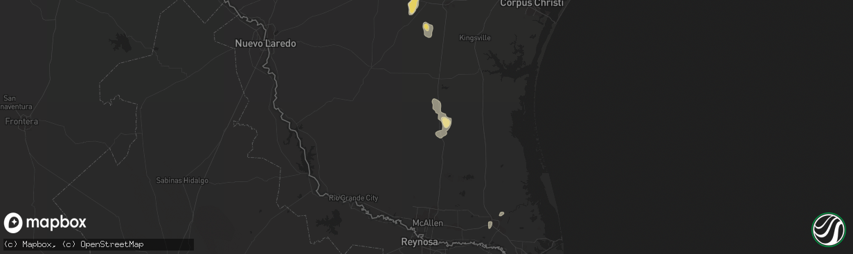 Hail map in Encino, TX on October 22, 2021