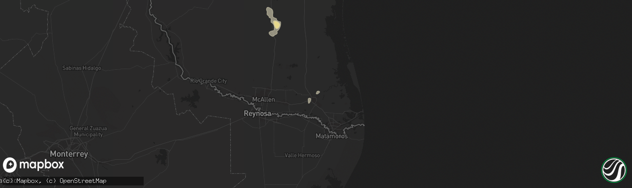 Hail map in Harlingen, TX on October 22, 2021