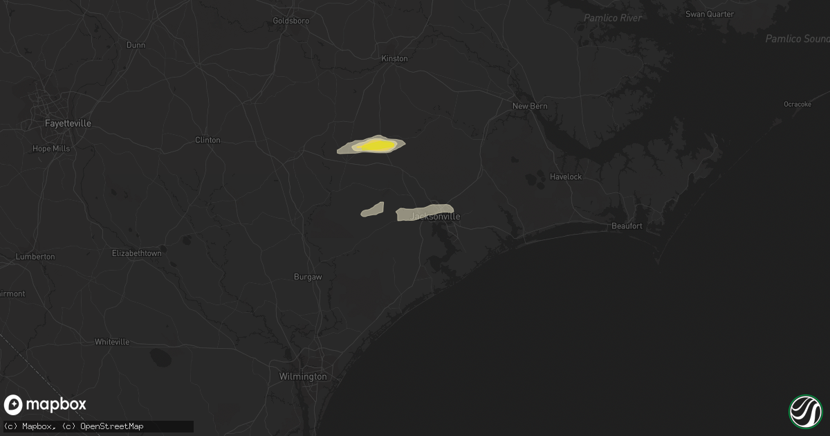 Hail map in Jacksonville, NC on October 22, 2021