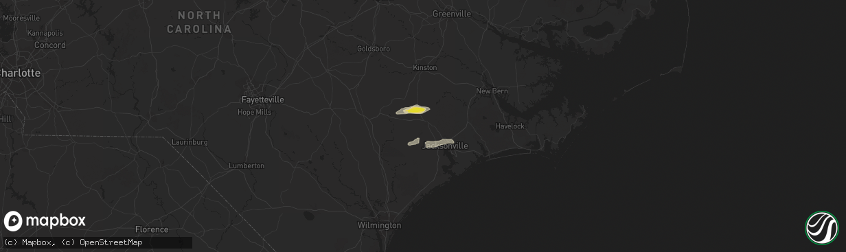 Hail map in Richlands, NC on October 22, 2021