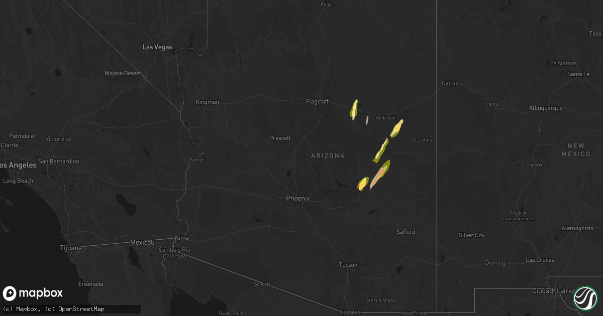 Hail map in Arizona on October 22, 2026
