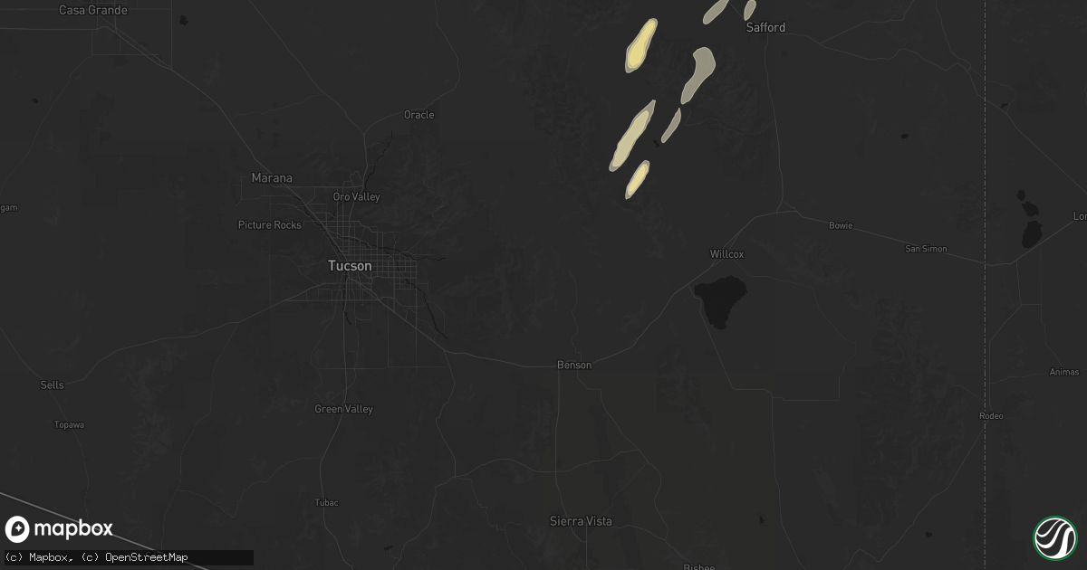 Hail map in Benson, AZ on October 22, 2026