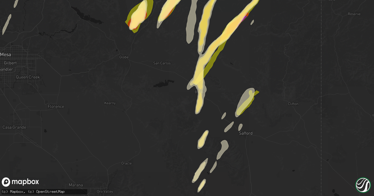 Hail map in Bylas, AZ on October 22, 2026