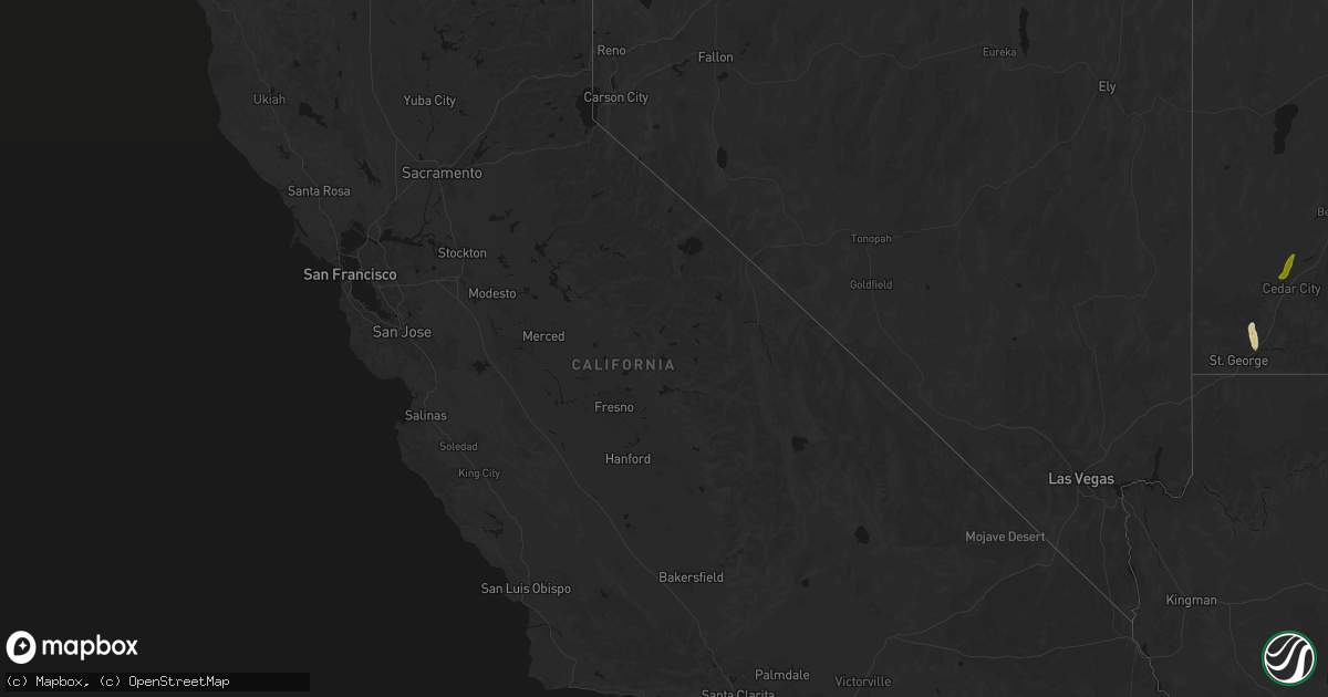 Hail map in California on October 22, 2026