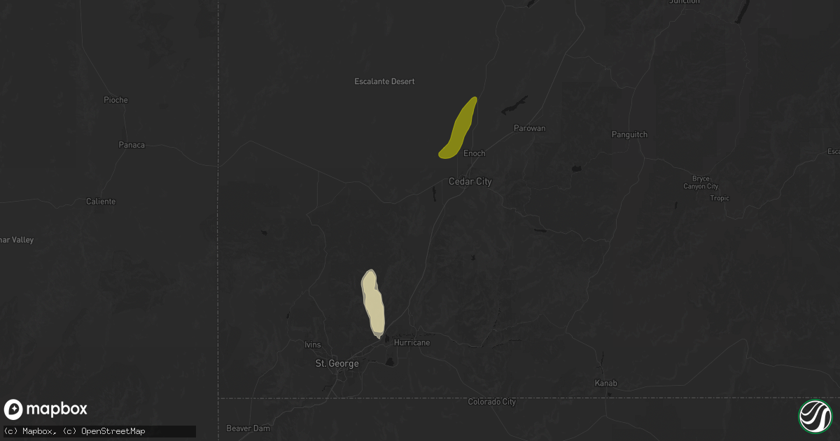 Hail map in Cedar City, UT on October 22, 2026