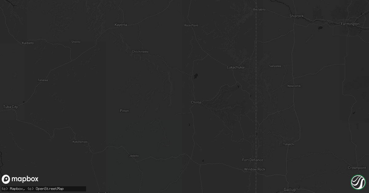 Hail map in Chinle, AZ on October 22, 2026