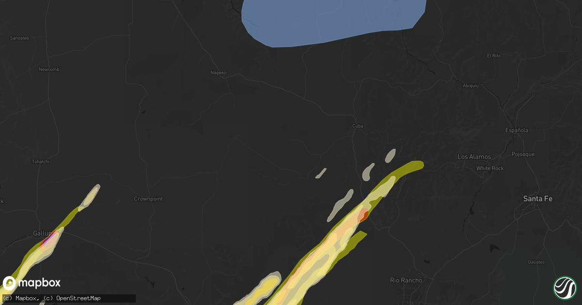 Hail map in Cuba, NM on October 22, 2026