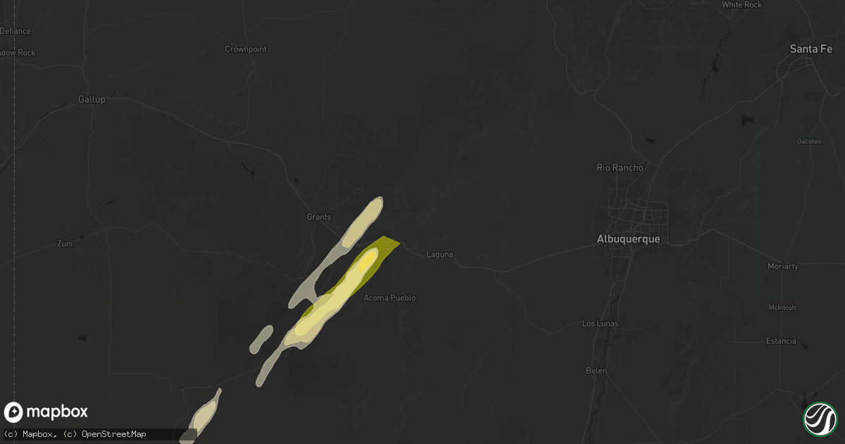 Hail map in Cubero, NM on October 22, 2026