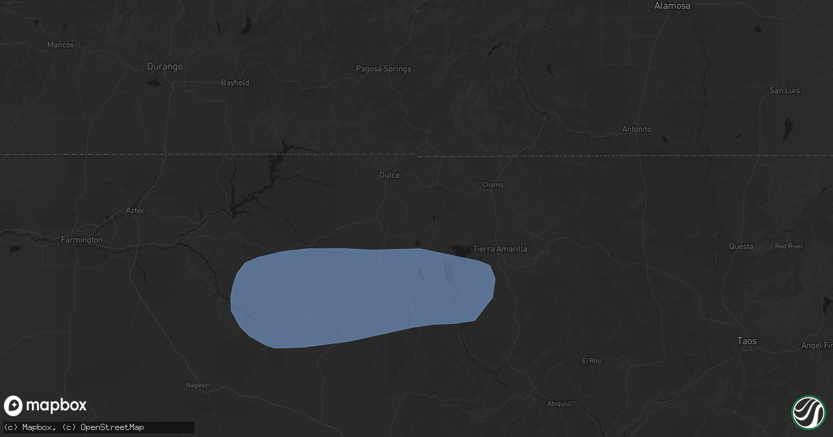Hail map in Dulce, NM on October 22, 2026