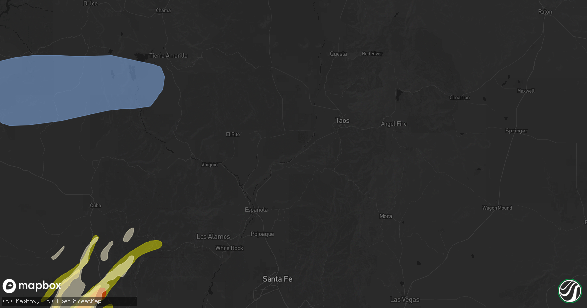 Hail map in Embudo, NM on October 22, 2026