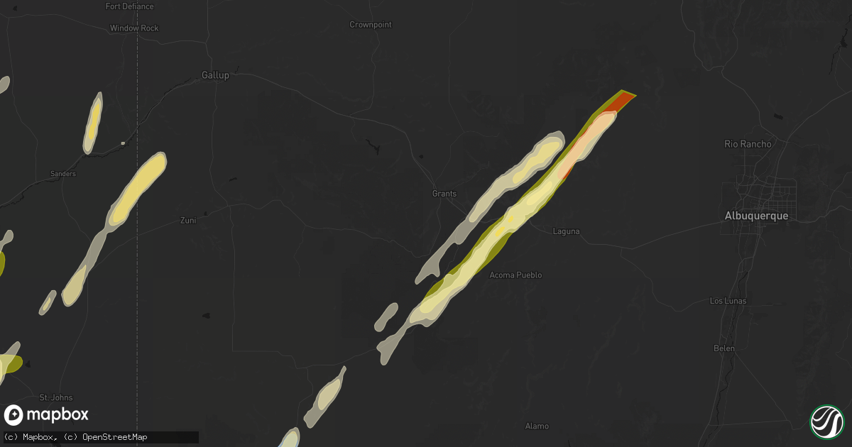 Hail map in Grants, NM on October 22, 2026