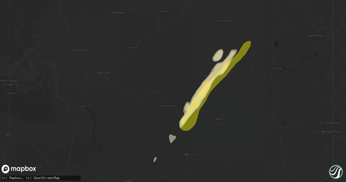 Hail map in Kykotsmovi Village, AZ on October 22, 2026