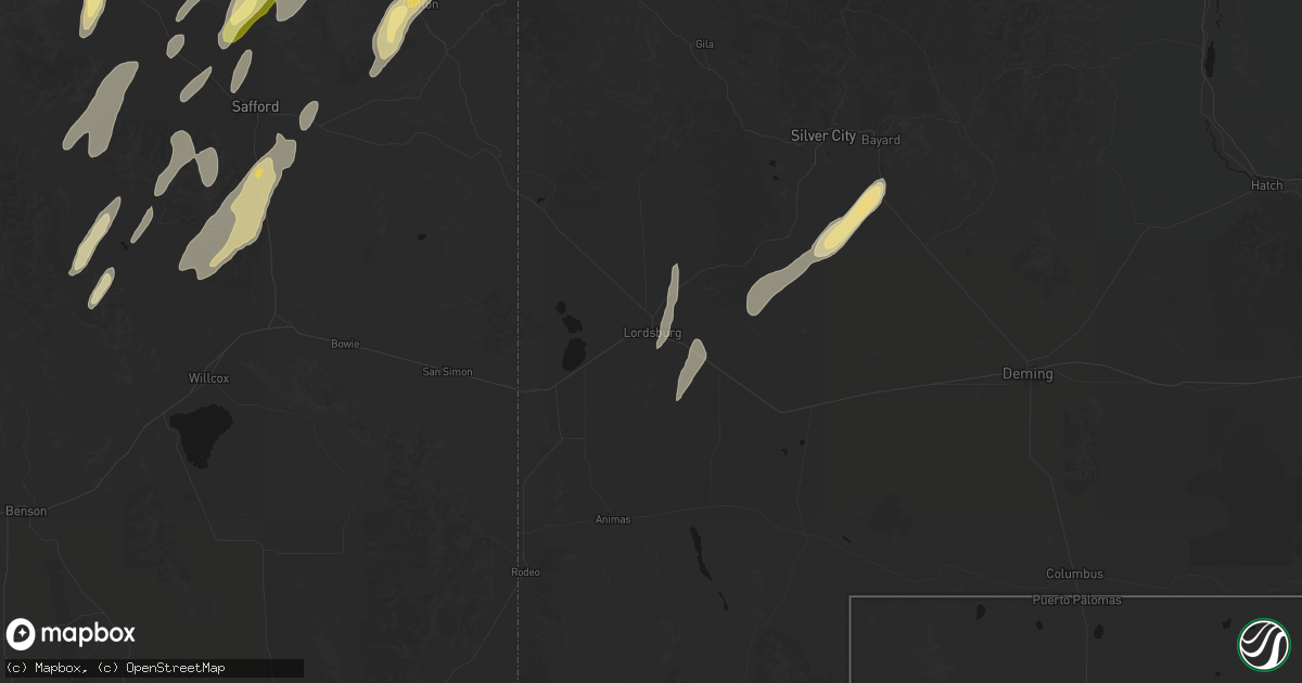 Hail map in Lordsburg, NM on October 22, 2026