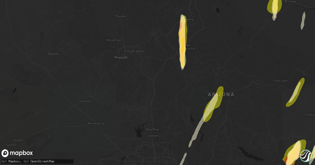 Hail map in Mayer, AZ on October 22, 2026