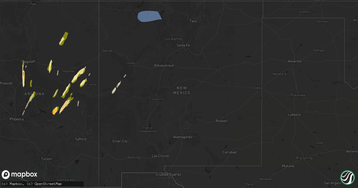 Hail map in New Mexico on October 22, 2026