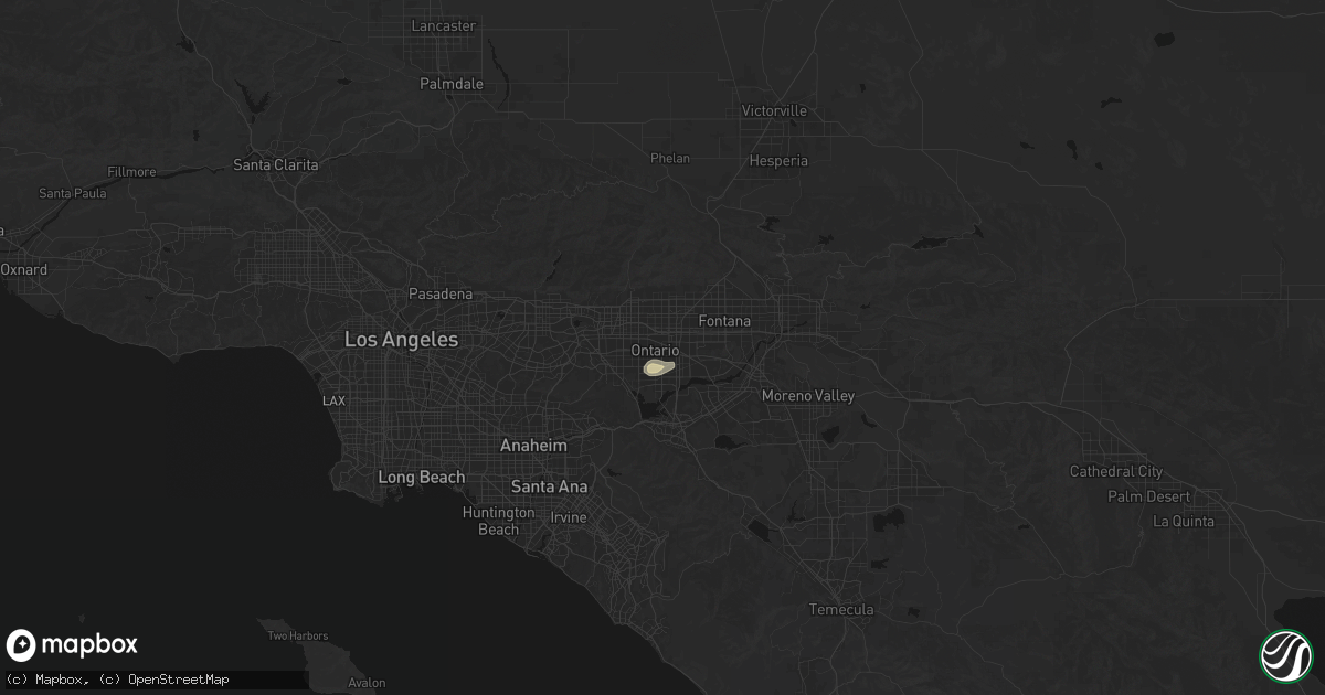 Hail map in Ontario, CA on October 22, 2026