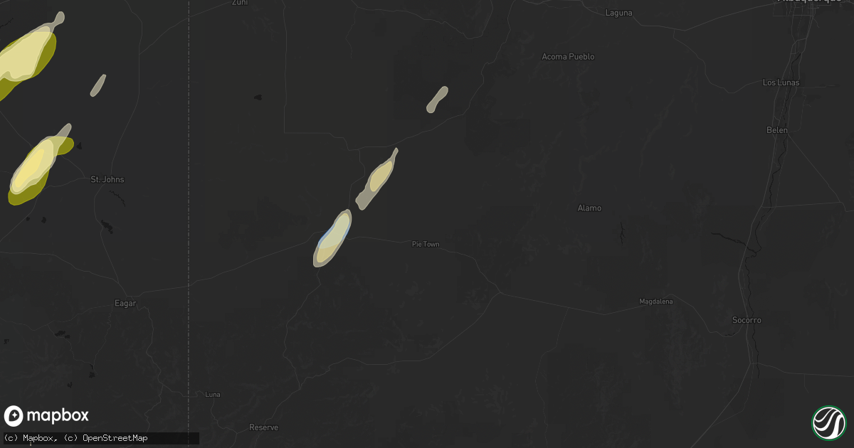 Hail map in Pie Town, NM on October 22, 2026