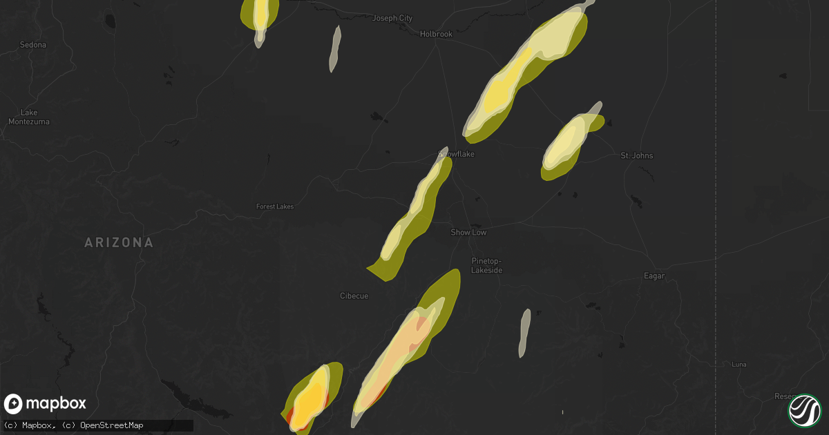 Hail map in Pinedale, AZ on October 22, 2026