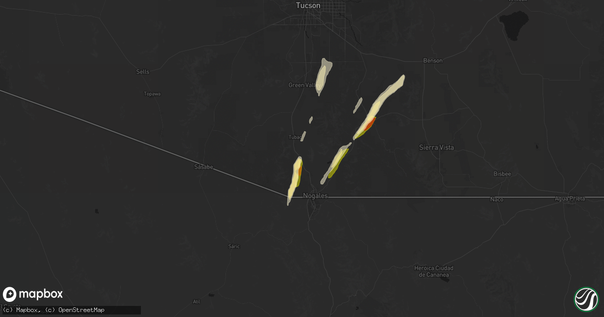 Hail map in Rio Rico, AZ on October 22, 2026