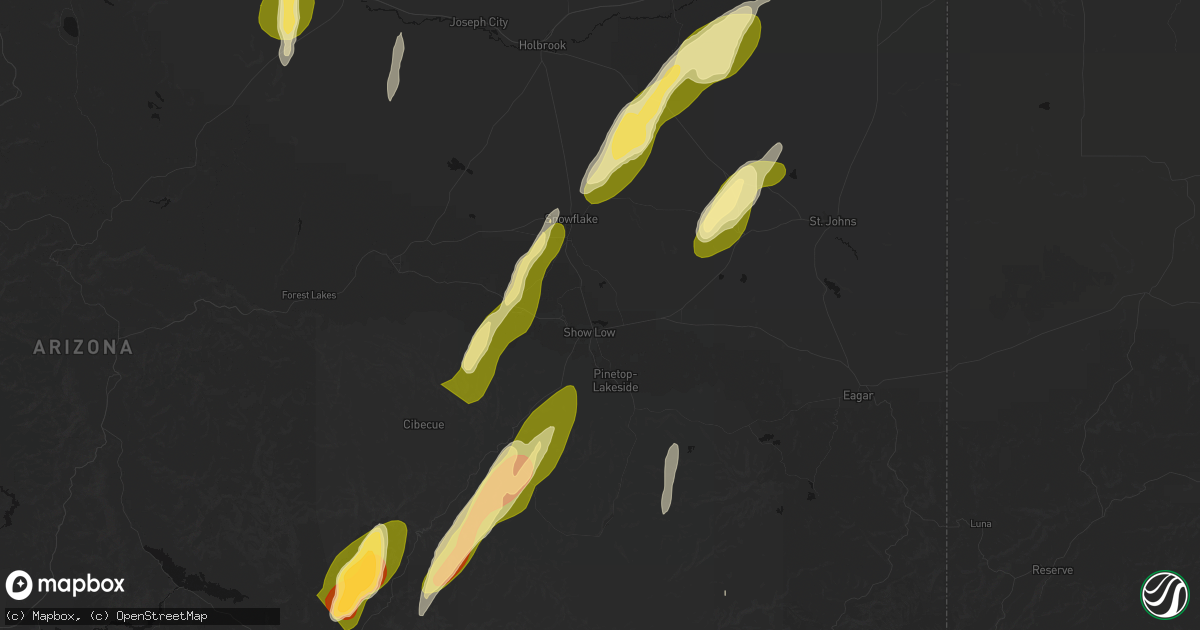 Hail map in Show Low, AZ on October 22, 2026