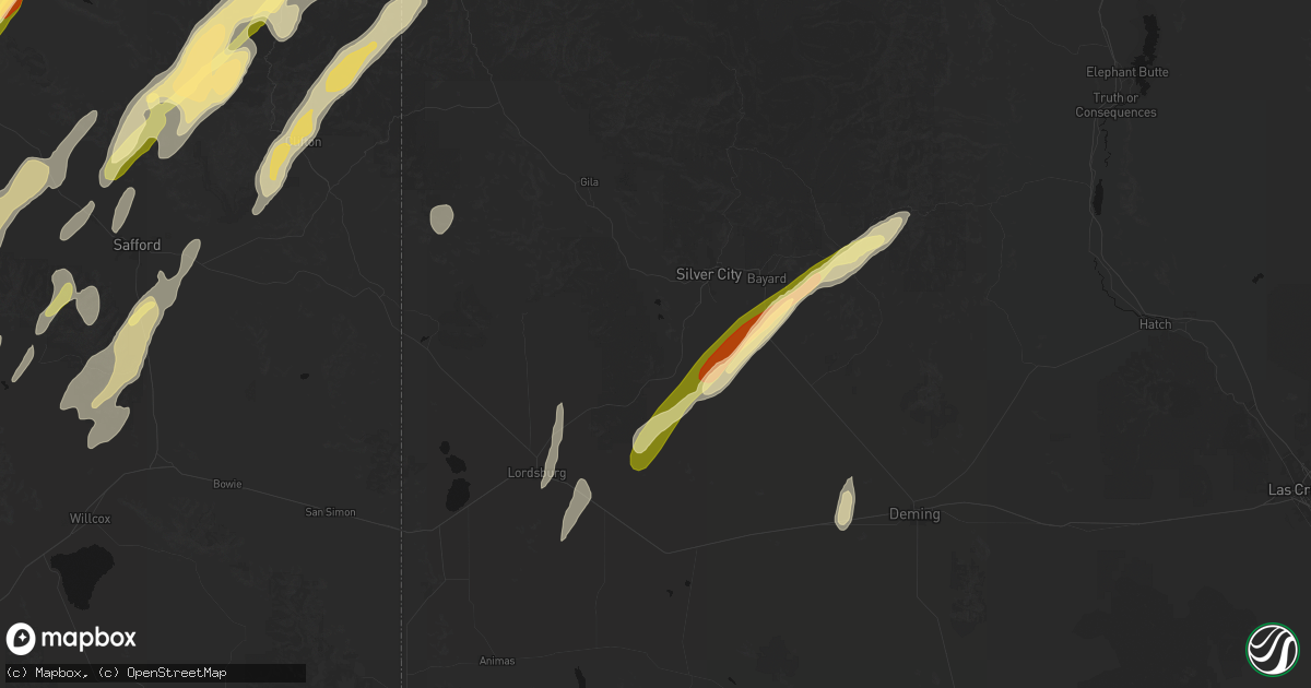 Hail map in Silver City, NM on October 22, 2026