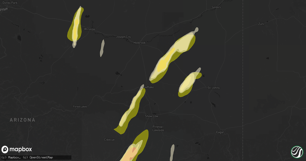 Hail map in Snowflake, AZ on October 22, 2026