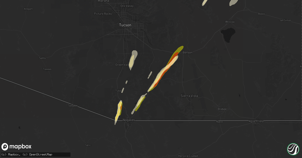 Hail map in Sonoita, AZ on October 22, 2026