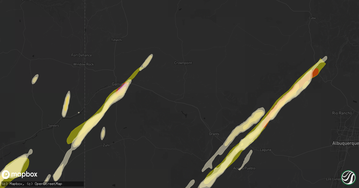 Hail map in Thoreau, NM on October 22, 2026