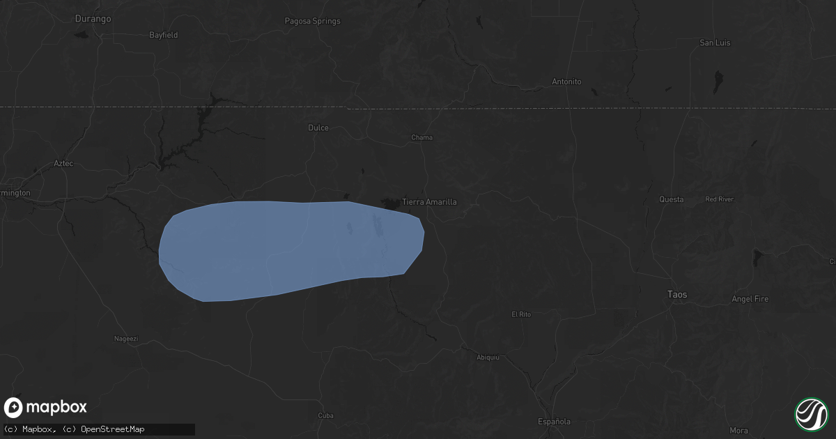 Hail map in Tierra Amarilla, NM on October 22, 2026