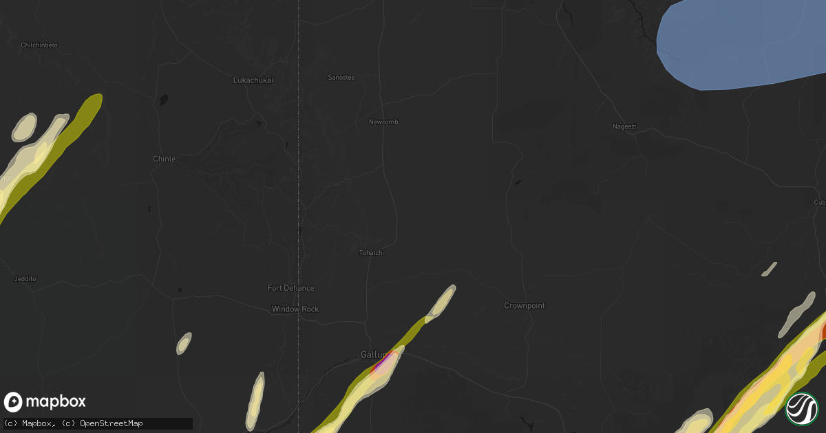 Hail map in Tohatchi, NM on October 22, 2026