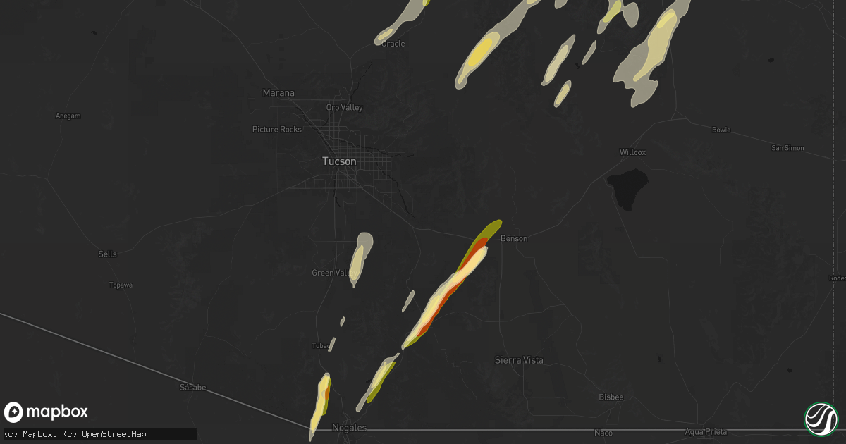 Hail map in Vail, AZ on October 22, 2026