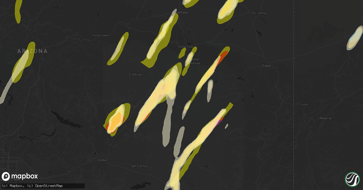 Hail map in Whiteriver, AZ on October 22, 2026