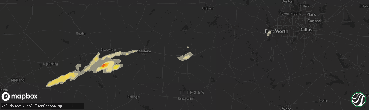 Hail map in Cisco, TX on October 23, 2015