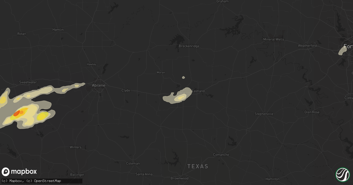 Hail map in Cisco, TX on October 23, 2015