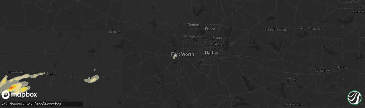 Hail map in Fort Worth, TX on October 23, 2015