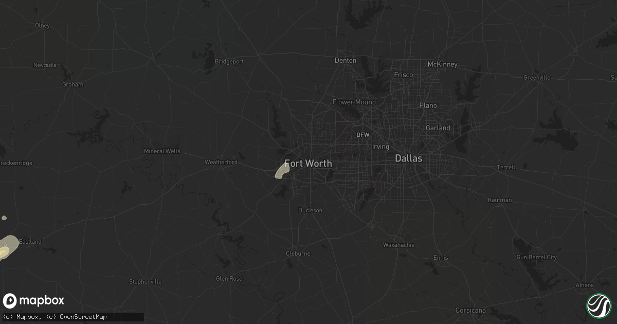 Hail map in Fort Worth, TX on October 23, 2015