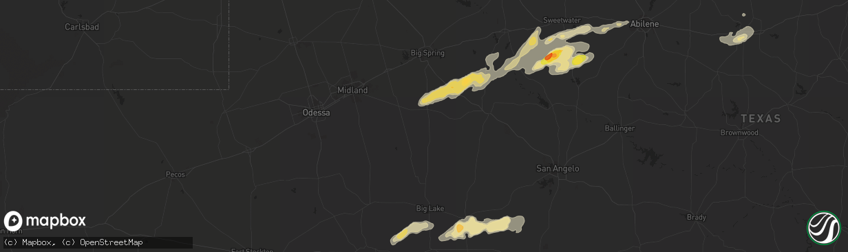 Hail map in Garden City, TX on October 23, 2015