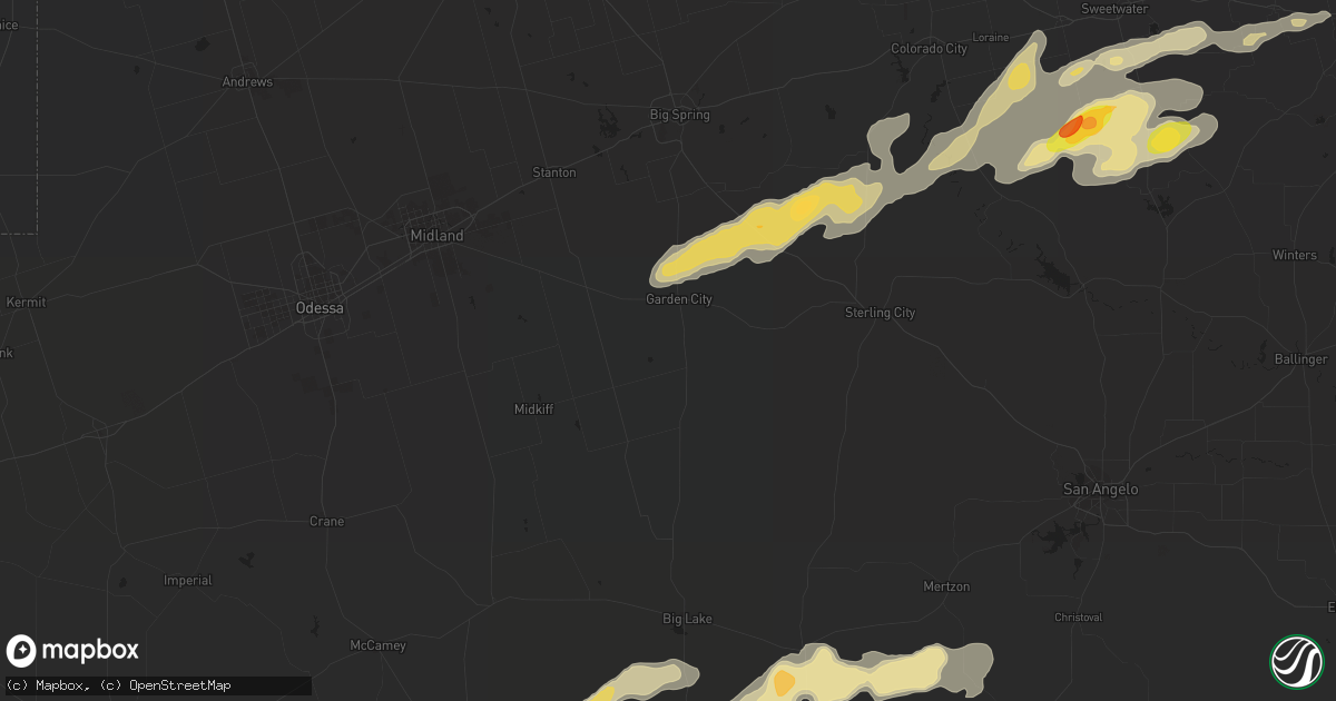 Hail map in Garden City, TX on October 23, 2015
