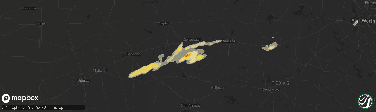 Hail map in Maryneal, TX on October 23, 2015